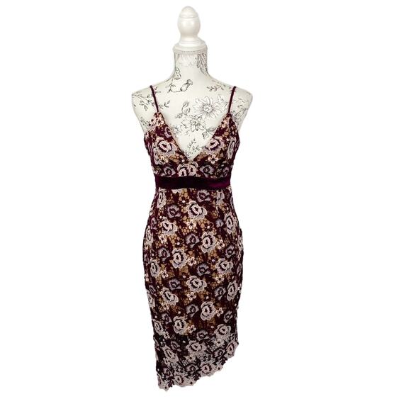 Bardot Dahlia Floral Lace Purple V Neck Asymmetrical High Lo Dress Size 4 NWT - Picture 6 of 10